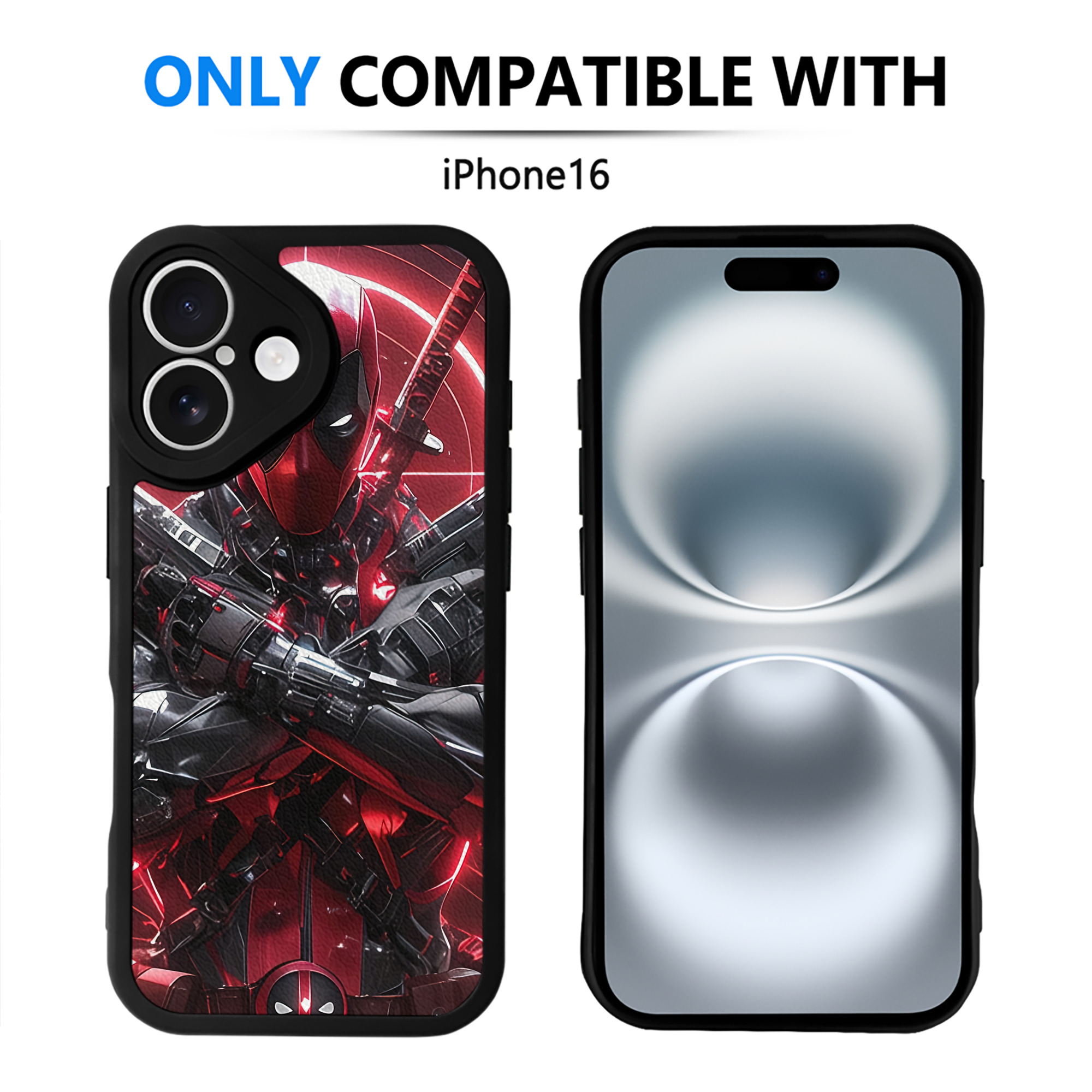 （画像用） Deadpool デッドプール 【iPhone 16シリーズ対応】シリコンスマホケース（レザー調） 材質：シリコン